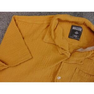 Massive Shirt Mens XL Mustard Yellow Crinkle Gauze Streewear Camp Resort